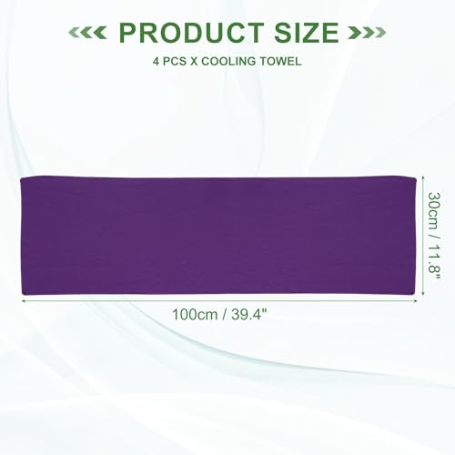 PATIKIL Cooling Towel 40"x12", 4 Pcs Ice Towel for Neck and Face, Soft Breathable Chilly Sweat Absorbing for Yoga Sports Camping Fitness Running Golf, Purple