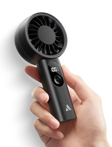 Aecooly Mighty Portable Fan, Powerful Handheld Fan, USB Rechargeable | [10H Max Cooling Time], Mini Personal Battery Powered, Pocket for Travel, Summer, Gifts for Women, Girls -Black