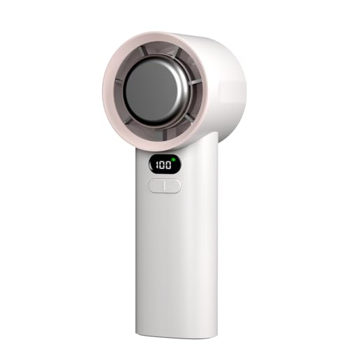 Portable Turbo Fan Handheld with Ice Cooler, White | 5 Gear Wind, 4000mAh Rechargeable, Type-C, Up to 12 Working Hours, LED Display