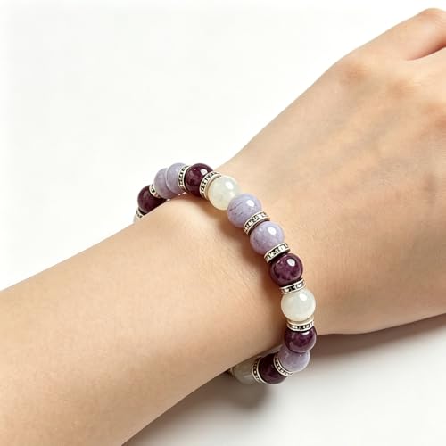 Menopause Bracelet for Women, Natural Amethyst Hot Flashes & Anxiety Relief Elastic Bracelet for Menopause's Support Calming Balance Jewelry Gift for Women