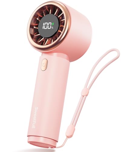 SWEETFULL Portable Handheld Fan, Mini Rechargeable Personal Hand Fan | Strong Airflow, Pocket-Sized, Up to 12H, 5 Speeds, Quiet Cooling Travel Essentials, Cute Gifts for Women, Girls, Lash, Makeup