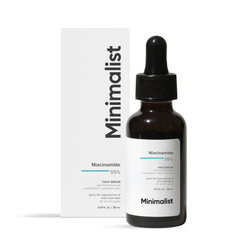 Minimalist %5 Niasinamid ve Hyaluronik Asitli Yüz Serumu | Cilt Lekelerini/Akne İzlerini Azaltır, Gözenekleri Küçültür, Cildi Onarır ve Yatıştırır | Kadınlar ve Erkekler İçin | 30 ml