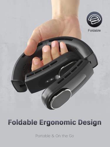 ChillGo Neck Fan, 4 Turbo Foldable Portable Fans - Personal Bladeless Fan | 5200mAh with Strong Airflow, Neck Fans that Blow Cold Air with 4 Vent Small Mini Fans Wearable Cooling Fan for Travel Outdoor