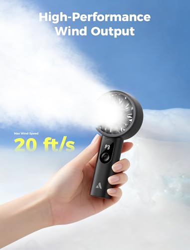 Aecooly Mighty Portable Fan, Powerful Handheld Fan, USB Rechargeable | [10H Max Cooling Time], Mini Personal Battery Powered, Pocket for Travel, Summer, Gifts for Women, Girls -Black