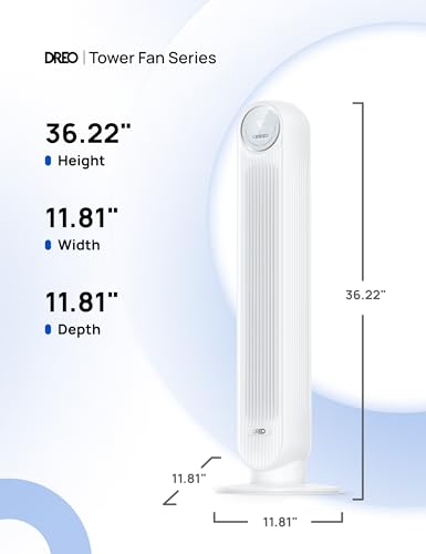 DREO Tower Fan for Bedroom, 28ft/s Velocity, Ultra Quiet Fan, 8 Speeds