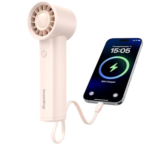 3 IN 1 Portable Fan with Power Bank & Flashlight-Pink | 6.5H Max Cooling,USB Rechargeable,Mini Fan for Outdoor/Travel/Beach/Concerts/Summer.Gifts for Girl,Women.