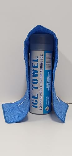 ICE Towel with 3 Ice Pockets. Goes on Cold & Melting Ice Keeps it Cold. Cools Down to 37 Degrees. Gets 35 Degrees Colder Than Competitors! Prevent Heat Stroke-Hot Flash-MS-Migraine.