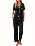 Ekouaer Womens Pajamas Set Short Sleeve Button Down Top & Pants Lounge Pjs