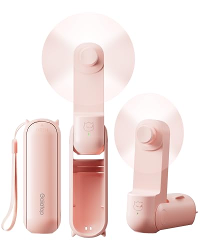 Gaiatop Portable Handheld Fan, 3 in 1 Mini Fan Handheld [17h Max Cooling], Foldable Personal Fans Pocket Design, USB Travel Fans Portable, Lash Trip Summer Essential Cute Gifts for Women Girl, Pink