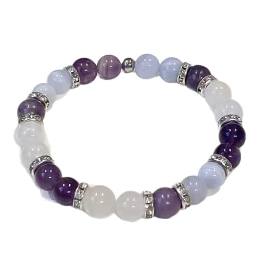 Menopause Bracelet for Women, Natural Amethyst Hot Flashes & Anxiety Relief Elastic Bracelet for Menopause's Support Calming Balance Jewelry Gift for Women