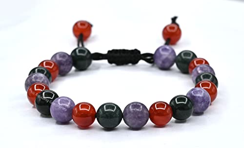 Amazing Gemstone Bracelet for Menopause - Bloodstone Lepidolite Carnelian Bracelet Set for Men Women Healing Calming Anxiety Stress Relief Gifts Pulseras Para Hombres Mujer Stocking Stuffers