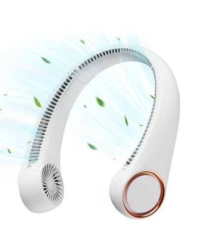 Gaiatop Portable Neck Fan Rechargeable, Hands-Free Cooling, 23.5hrs Runtime | Battery Powered Personal Wearable Fan, Summer Outdoor Travel Essentials, Birthday Gifts for Women Men Teens, White