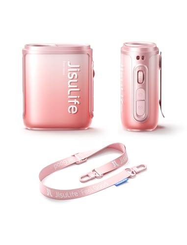 JISULIFE Portable Neck Fan 100 Speeds 40000RPM, Wearable Waist Clip on Fan | 16H Runtime, 4500mAh USB Rechargeable & LED, Personal Mini Cooling Fan, Gift for Women Outdoor/Travel/Camping/Vacation-Pink