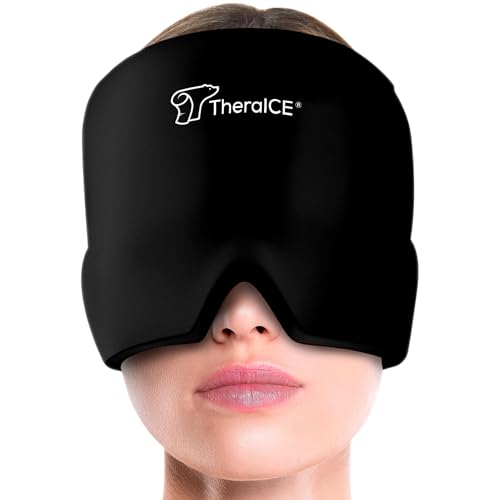 TheraICE Migraine Relief Cap, Headache Hat Ice Pack Mask, Cooling Head Wrap | Soothing Cold Compress Gel for Sinus Tension, Stress, Hangover and Puffy Eyes, a Great Birthday Gift for Mom or Her