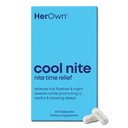 Her Own Cool Nite, Night Time Relief, Female Hormone Balance Capsules for Night Sweats, Hot Flashes & Mood Swings with Kudzu & Black Cohosh, 60 Count