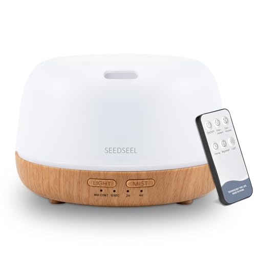 300ML Essential Oil Diffuser with 7-Color LED Lights and Remote Control, Modern Minimalist Design, High-Efficiency Ultrasonic Mist Aromatherapy Diffuser for Home