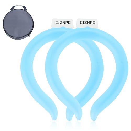 2PCS PCM Neck Cooling Tube with Insulated Bag, Reusable Ice Ring Neck Cooler Wrap, Wearable Cooling Neck Ring for Hot Summer Weather Outdoor Work, TPU Freezable Collar (Blue*2)