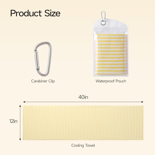 RDEKISS 4 Pack Cooling Towels for Hot Weather (40"x12"), Ice Cool Neck Towel, Soft Breathable Microfiber for Gym, Sport, Running, Yoga, Workout - Yellow