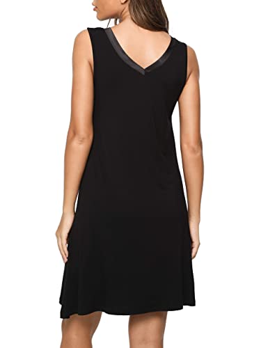 GYS Cooling Bamboo Viscose Sleeveless Nightgowns for Women | V Neck Sleep Shirt, Moisture-Wicking for Hot Sleepers & Night Sweats, Lightweight Night Shirts, Buttery Soft, Knee-Length