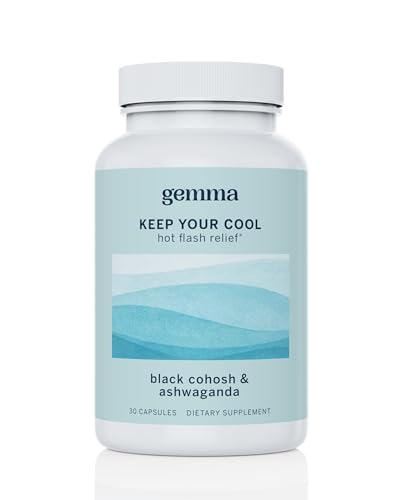 Gemma Keep Your Cool Menopause Relief Supplement – Black Cohosh, Ashwagandha & Chasteberry for Hot Flashes, Night Sweats & Mood Support – Hormone-Free Perimenopause Support Capsules