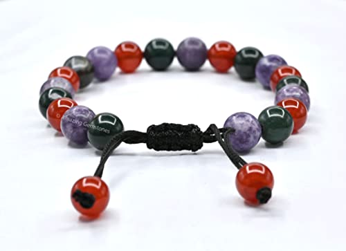 Amazing Gemstone Bracelet for Menopause - Bloodstone Lepidolite Carnelian Bracelet Set for Men Women Healing Calming Anxiety Stress Relief Gifts Pulseras Para Hombres Mujer Stocking Stuffers