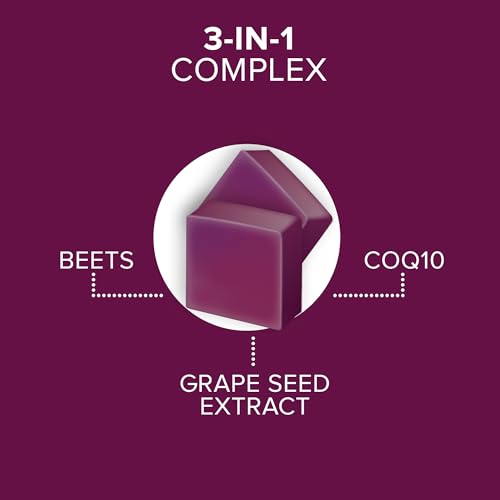 Qunol 3-in-1 Beet Roots Chews with CoQ10, Blood Pressure Support, 60ct