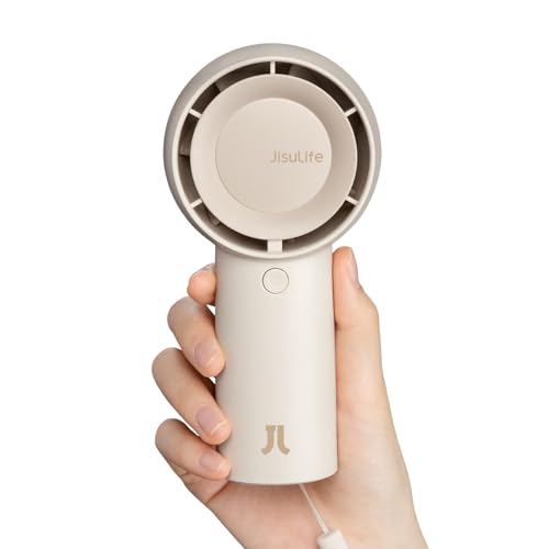 JISULIFE Portable Handheld Turbo Fan Rechargeable 4000mAh 5-Speed (Brown) | Up to 16H max cooling, Personal Battery Powered Pocket Fan for Travel/Outdoor/Vacation/Concerts, Birthday Gifts for Women