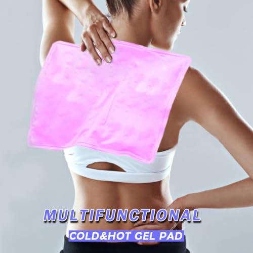 Reusable Gel Ice Pack, Pillow Cooling Pad for Night Sweats, Migraines, Fever, Hot Flashes, Injuries, Cold Compress Pillow Cooling Pad for Kids, Adults and Pets (Pink)