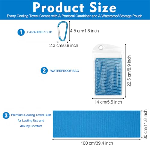 Breathable 6 Pack Cooling Towels for Neck and Face Lightweight Ice Cooling Rags Breathable Microfiber Towels Portable Gym Towels for Yoga Running Camping & Outdoor Sports 39.4" x 11.8"
