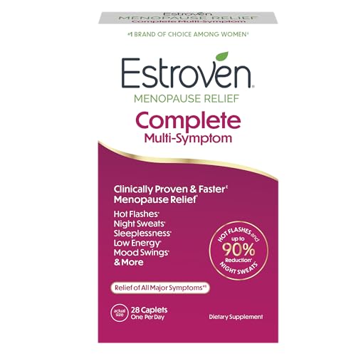 Estroven Complete Multi-Symptom Menopause Supplement for Women, 28 Count | Hot Flash & Night Sweat Relief*, Perimenopause Pre-menopause Support Hormone-free, Drug-free, Rhapontic Rhubarb, 1 Daily
