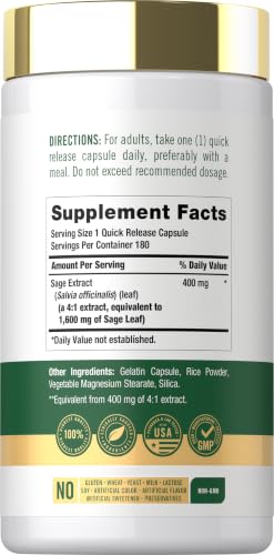 Carlyle Sage Supplement | 180 Capsules | High Potency | for Women and Men