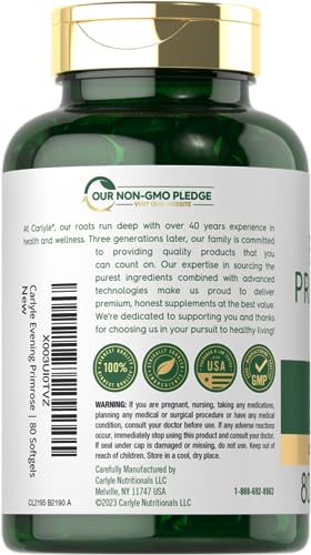 Carlyle Evening Primrose Oil Supplement 1000mg | 80 Softgel Capsules