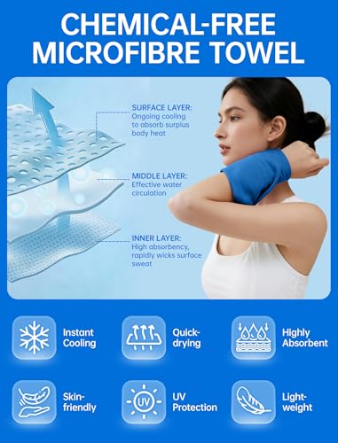 Cooling Towels for Neck and Face: Instant Cool Towel for Hot Weather UPF 50 Quick Dry Microfiber Sweat Towel for Gym Sports Workout Travel - 40"x12", 4 Packs Multicoloured