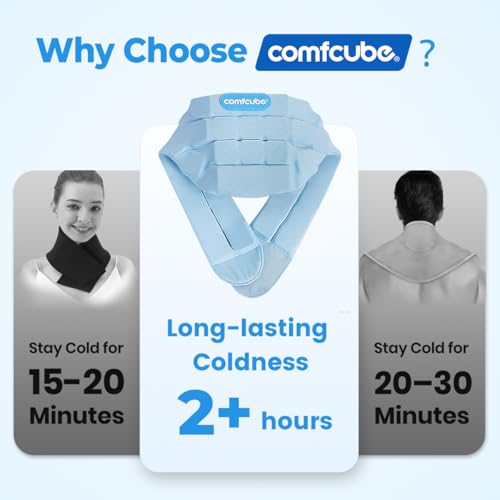 Neck Ice Pack Wrap for Cervical Pain and Cooling, 2 Hours Long Lasting Cold Ice Pack for Neck Injuries, Flexible Cold Pack for Hot Weather, Hot Flashes, Surgery, Office Pressure