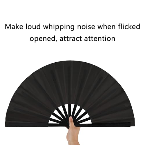Maitys 2 Pack Foldable Fans for Rave Dancing,Black,Simple Pattern