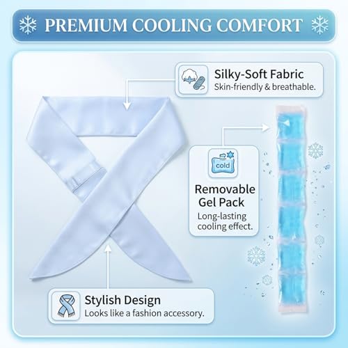 Cooling Neck Wrap & Scarf for Instant Relief | Reusable Ice Crystal Cooling Towel – Soft, Breathable for Sports, Gym, Outdoor Work, Hot Flashes (bIue)