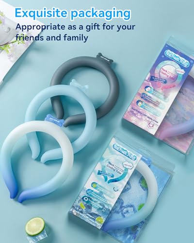 Neck Cooling Tube Wraps Ice Ring Neck Cooler Personal Ice Pack Wrap for Hot Weather Gel Reusable Wearable Gel Cooling for Summer Heat Hot Flashes Freezer Below 64.4℉