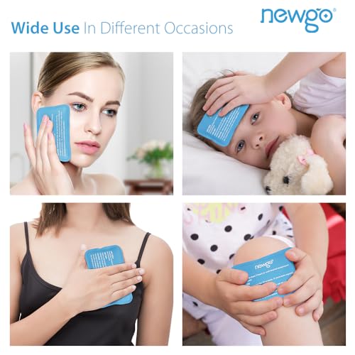 NEWGO Mini Ice Packs, Reusable Cold Gel for Pain Relief, 6 Pack | 4.5”x3.2“, Soothes Face Surgery, Tooth Pain, Tired Eyes, Headaches, Breastfeeding Discomfort, and Kid's Boo Boos