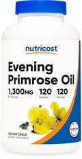 Nutricost Evening Primrose Oil 1,300mg, 120 Softgels, Cold Pressed
