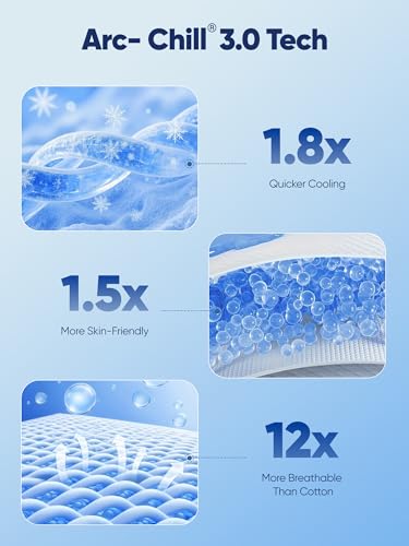 Avolare Cooling Pillow Cases for Hot Sleepers Queen Size Set of 2, Blue | Arc-Chill 3.0 Cooling Tech(Q-Max>0.5), Breathable&Stretchy Fabric, Softer Than Silk, Zipper,suitable for Night Sweats