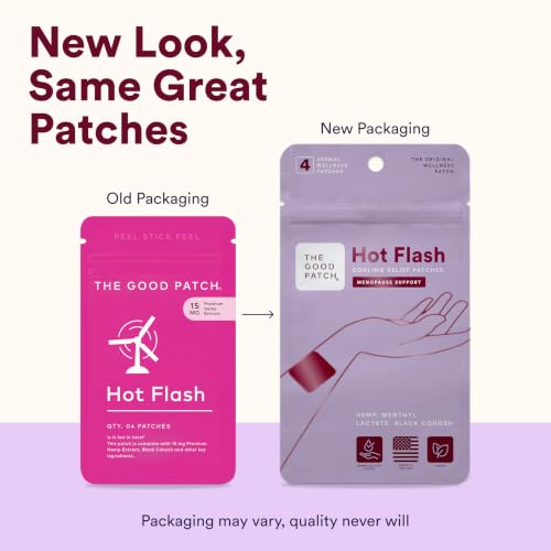 The Good Patch Hot Flash Hemp Cooling Patches (8 Total Patches) | Hemp Extract, Black Cohosh and Black Pepper Patches for Cooling Comfort, Midlife Wellness, Daily Wear and Daytime Support