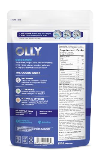 OLLY Extra Strength Sleep Pouch, 5 mg Melatonin, L-Theanine - 120 Count
