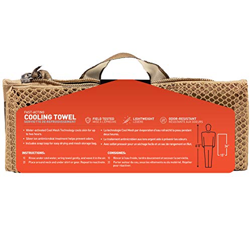 GEAR AID Fast Acting Cooling Towel for Fitness, Sports and Outdoors, 15”x36”, Coyote