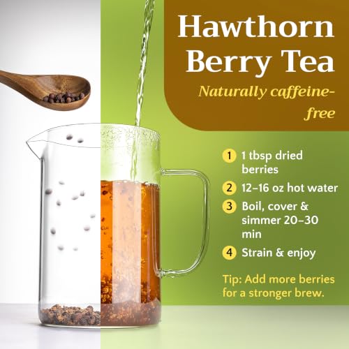 Hawthorn Berry Tea - Wildcrafted Whole Dried Hawthorn Berries, 2 oz