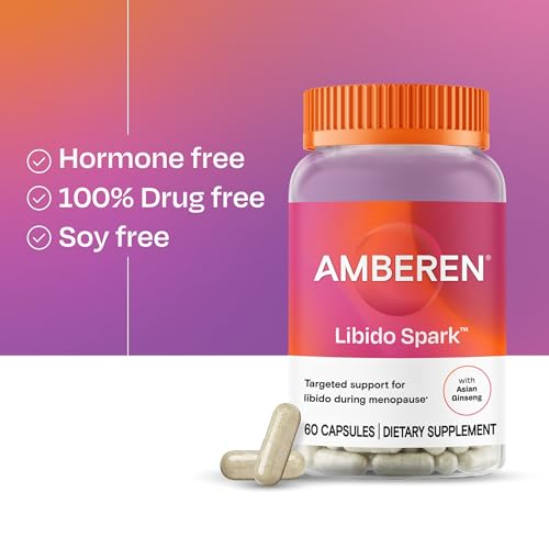 Amberen Libido Spark Menopause Support Supplement for Women —Supports Intimate Wellness with Asian Ginseng Root Extract, Hormone-Free, Soy-Free, 60 Capsules, 30-Day Supply