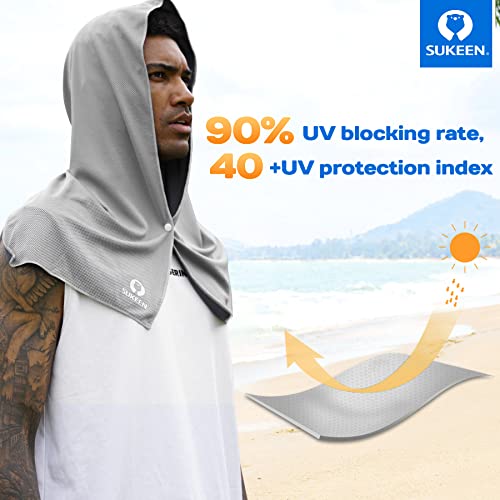 Sukeen Cooling Hoodie Towel, Absorbent Quick-Drying Cooling Towels for Neck and Face, UV Sun Protection Cooling Neck Wraps Sport Head Cooling Towel Hot Weather