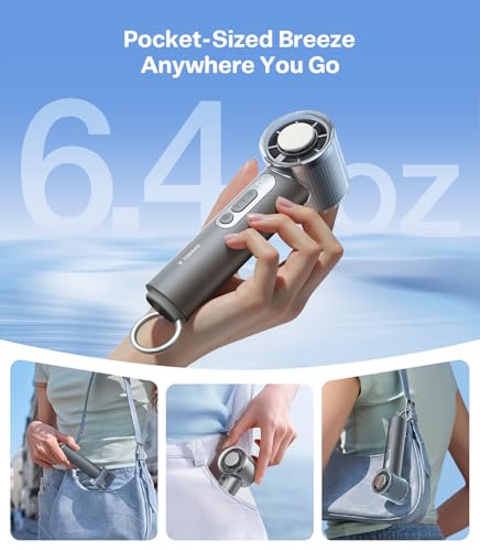 TORRAS COOLiFY iva Handheld Fan with Ice Cooler, [Chill by 50°F], 0-100 Adjustable Speed, Super Mini Powerful Portable Fan 4900mAh Rechargeable, Hand Fans for Travel Essentials,Gift for Father,Grey