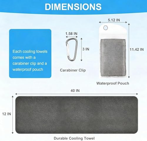 6 Pack Cooling Towels (40"x12") for Neck and Face, Cooling Neck Wraps, Cool Towel for Hot Weather, Ice Towel, Soft Breathable Chilly Towel for Workout, Camping, Yoga, Running