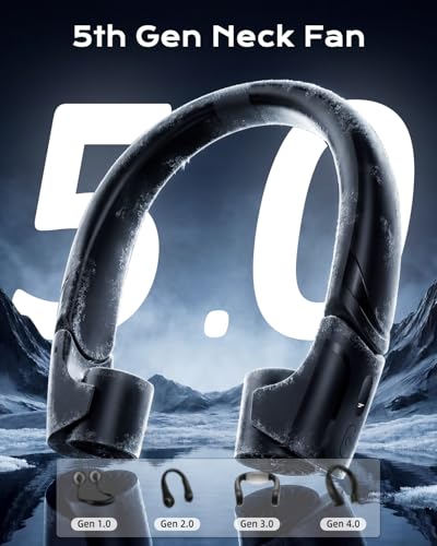 ChillGo 5th Gen Neck Fan with Adjustable Airvents, Dual Motors Personal Fan | 8000mAh Neck Fans That Blow Cold Air,Quick Charging,4 Speeds, Cooling Fan, Neck Cooling Fan for Travel, Gift for Father Women