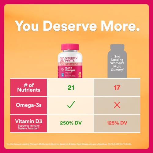 SmartyPants Women's Multivitamin Gummies, Vitamin D & C, Omega 3, 90 Ct